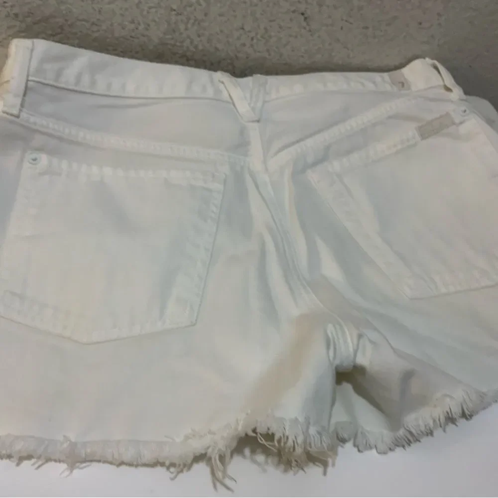 7 for all Mankind Cutoff Denim Shorts button fly in White size 28 - Picture 11 of 14